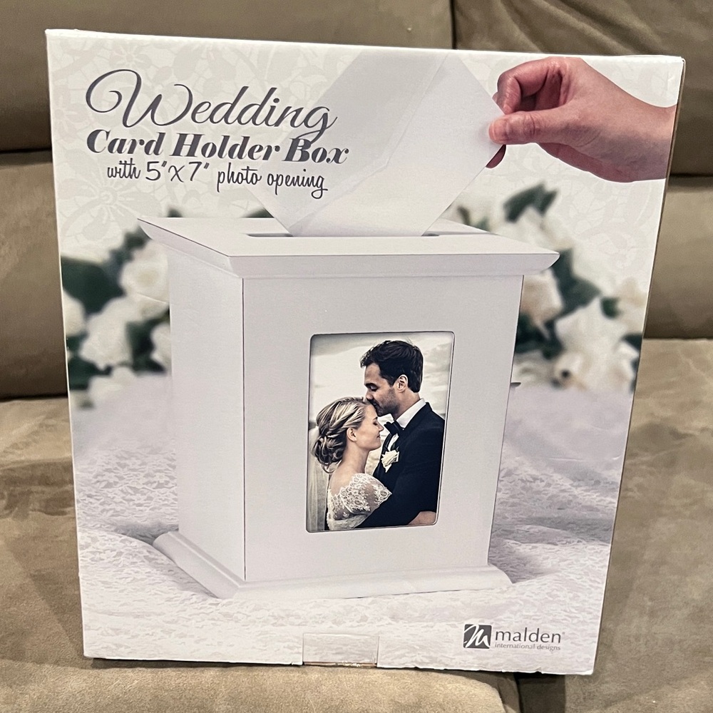 Malden White Wedding Card Holder with Photo Frame